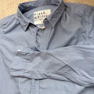 Frank & Eileen Shirt Women's Blue Teal Stripe Style Barry Button Up Size Large